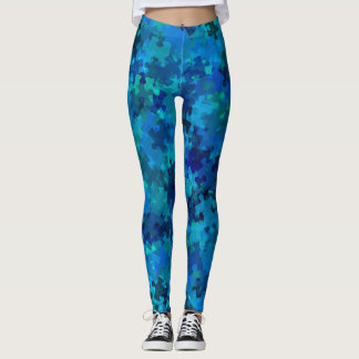 Autism Awareness Blue Puzzle Collage Leggings
