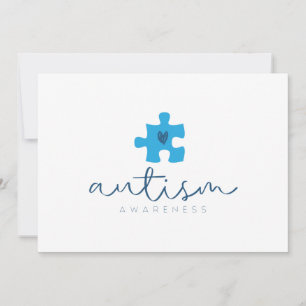autism awareness blue puzzle piece heart Card
