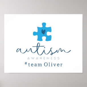 autism awareness blue puzzle piece #team name poster