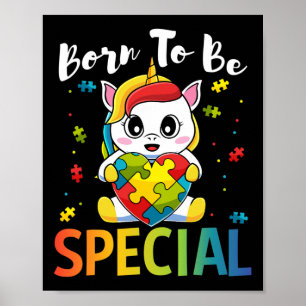 Autism Awareness Born Special Unicorn Puzzle Girls Poster