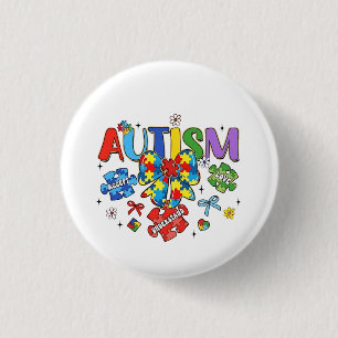 Autism Awareness Bow Coquette Puzzle Piece Neuro 3 Cm Round Badge