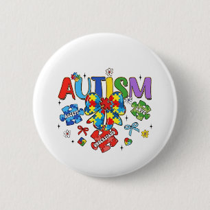 Autism Awareness Bow Coquette Puzzle Piece Neuro 6 Cm Round Badge
