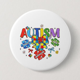 Autism Awareness Bow Coquette Puzzle Piece Neuro 7.5 Cm Round Badge
