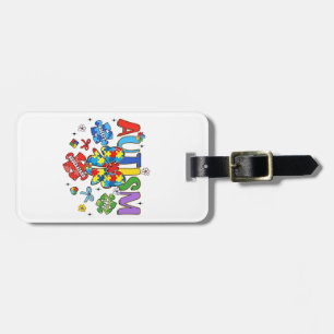 Autism Awareness Bow Coquette Puzzle Piece Neuro  Luggage Tag