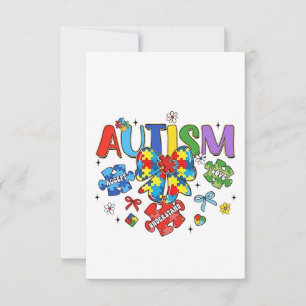 Autism Awareness Bow Coquette Puzzle Piece Neuro  Thank You Card