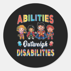 Autism Awareness Boy Abilities Outweigh Disabiliti Classic Round Sticker