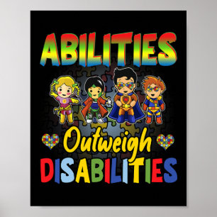 Autism Awareness Boy Abilities Outweigh Disabiliti Poster