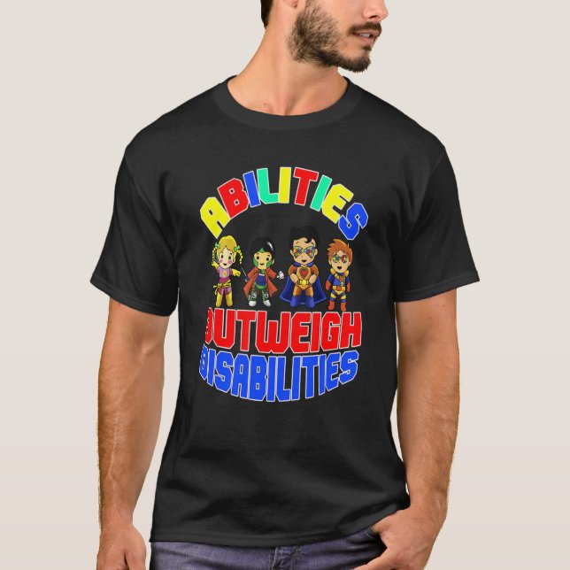 Autism Awareness Boy Abilities Outweigh Disabiliti T-Shirt (Front)