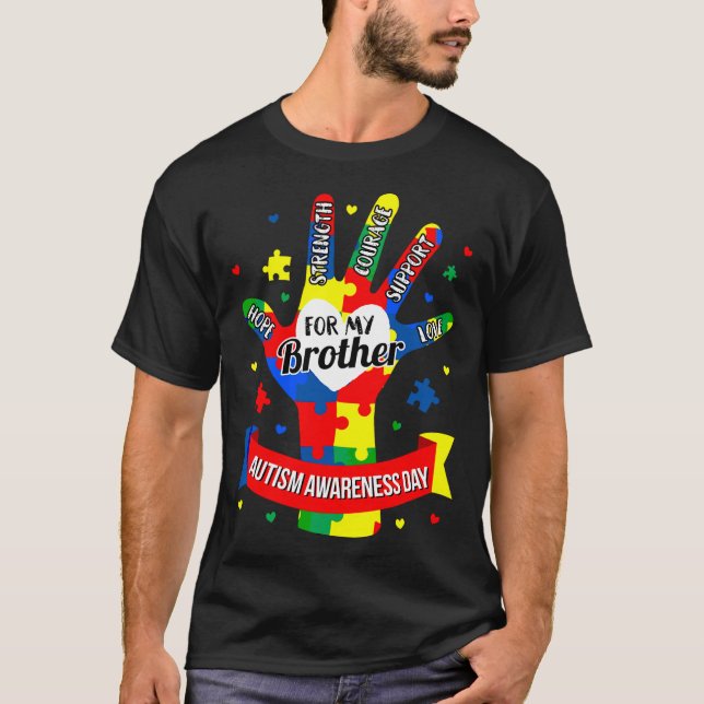 Autism Awareness Boy Kids Brother Puzzle T-Shirt (Front)