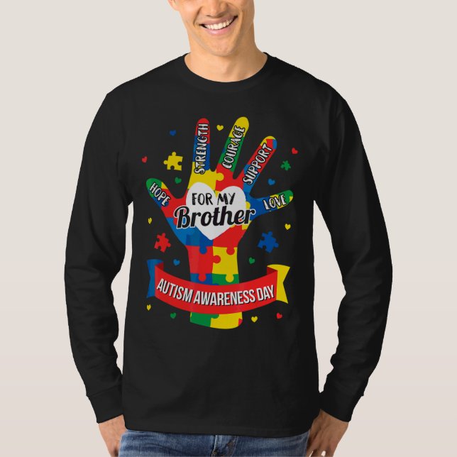 Autism Awareness Boy Kids Brother Puzzle Tee (Front)