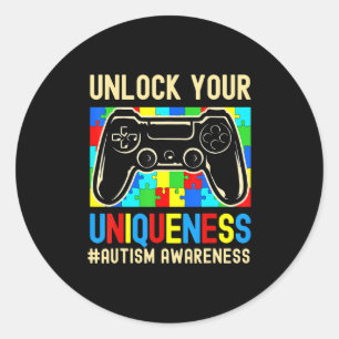 Autism Awareness Boys Girls Video Game Controller Classic Round Sticker