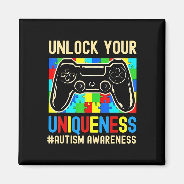 Autism Awareness Boys Girls Video Game Controller  Magnet (Front)