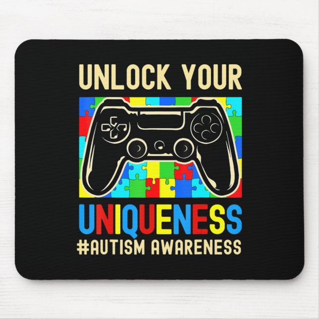 Autism Awareness Boys Girls Video Game Controller  Mouse Mat (Front)