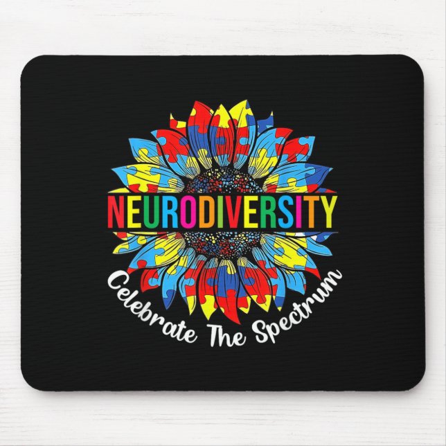 Autism Awareness Brain Neurodiversity Support Mouse Mat (Front)