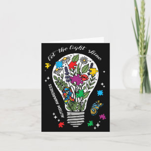 Autism Awareness Bulb Let The Light Shine ASD Card