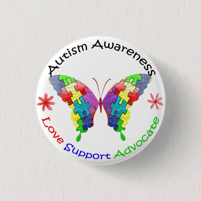 Autism Awareness Butterfly 3 Cm Round Badge (Front)