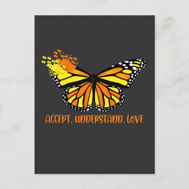 Autism Awareness Butterfly Accept Understand Love Postcard (Front)