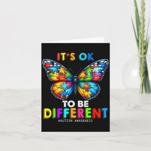 Autism Awareness Butterfly Animal Its Ok To Be Dif Card