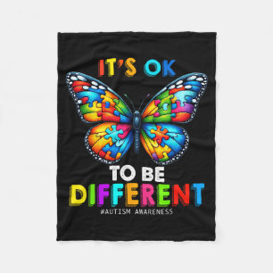 Autism Awareness Butterfly Animal Its Ok To Be Dif Fleece Blanket