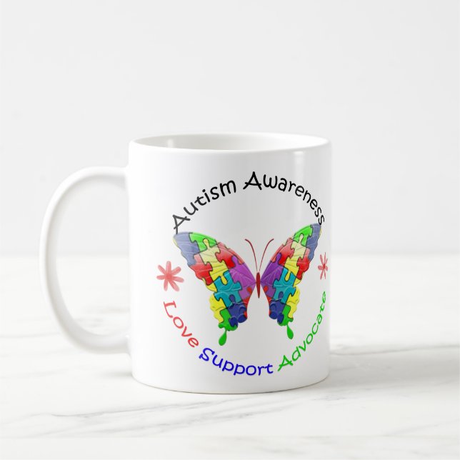 Autism Awareness Butterfly Coffee Mug (Left)