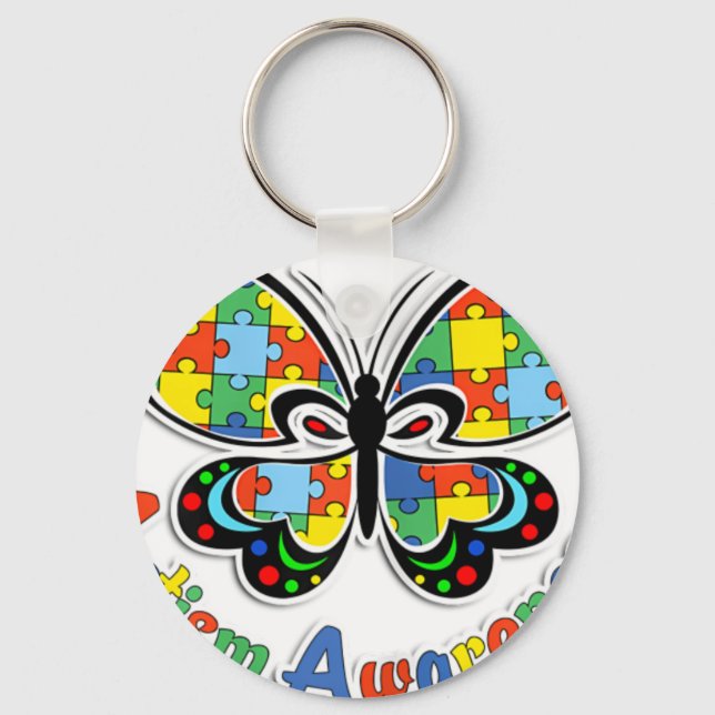 Autism Awareness Butterfly Hope For Wome Key Ring (Front)