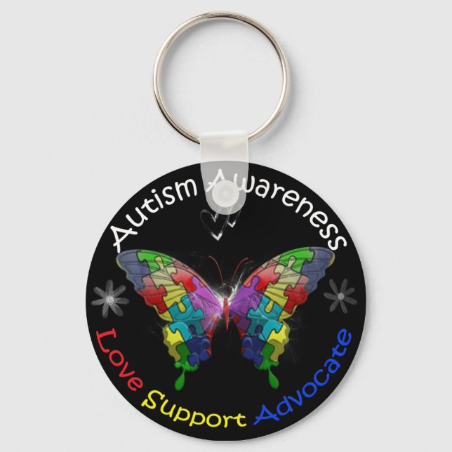 Autism Awareness Butterfly Key Ring (Front)