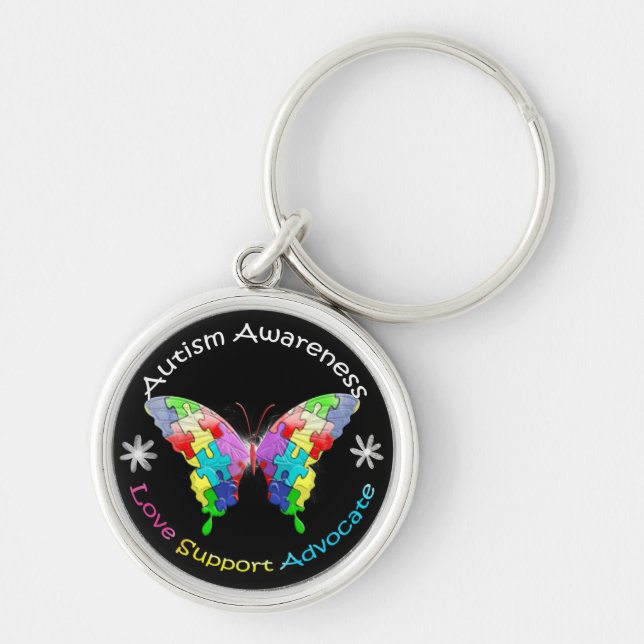 Autism Awareness Butterfly Key Ring (Front)