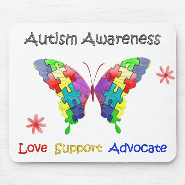 Autism Awareness Butterfly Mouse Mat (Front)