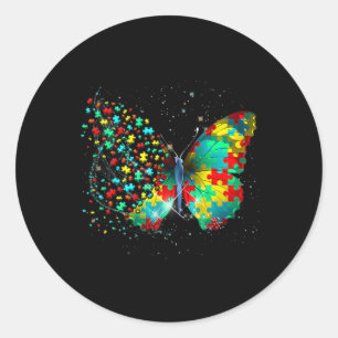 Autism Awareness Butterfly Peace Lover Gift Men Wo Classic Round Sticker