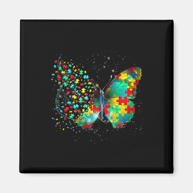 Autism Awareness Butterfly Peace Lover Gift Men Wo Magnet (Front)