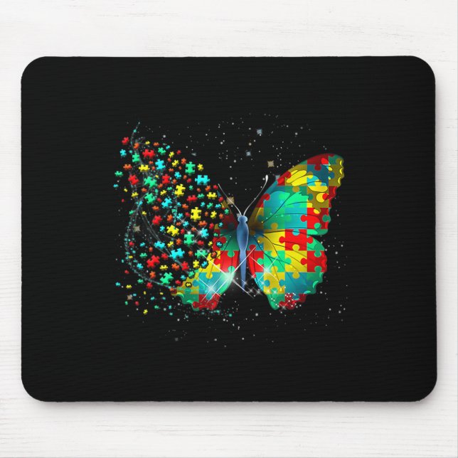Autism Awareness Butterfly Peace Lover Gift Men Wo Mouse Mat (Front)