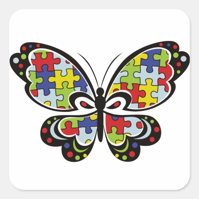 Autism Awareness Butterfly Square Sticker (Front)