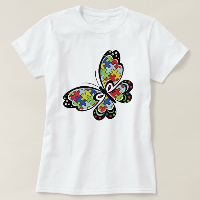 Autism Awareness Butterfly Tee (Design Front)