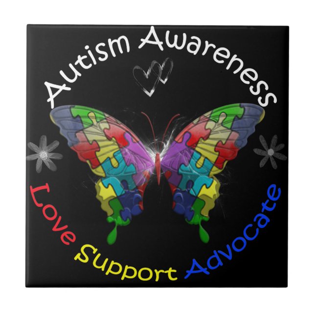 Autism Awareness Butterfly Tile (Front)