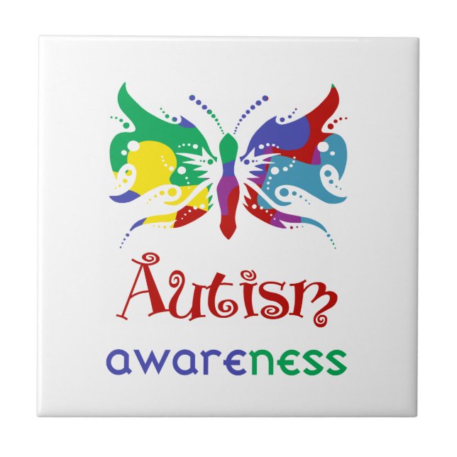 Autism Awareness Butterfly Tile (Front)