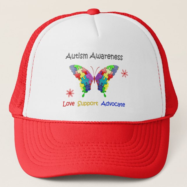 Autism Awareness Butterfly Trucker Hat (Front)