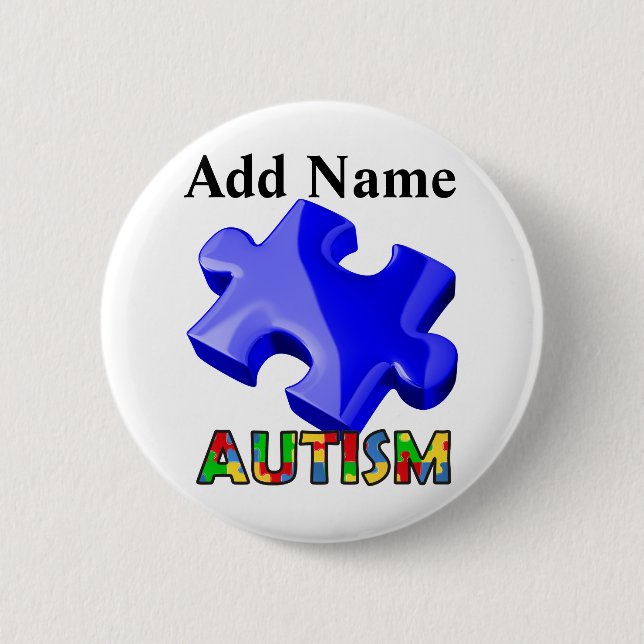 Autism Awareness Button Blue Puzzle Customise (Front)