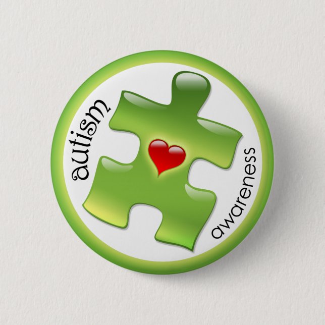 Autism Awareness Button - Green (Front)
