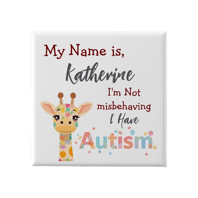 Autism awareness button, I'm not misbehaving I hav 15 Cm Square Badge (I'm not misbehaving I have Autism pin badge
)
