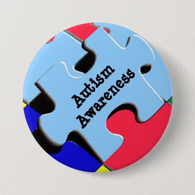 Autism Awareness Button Puzzle Pieces (Front)