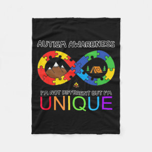 Autism awareness camping not different but unique fleece blanket