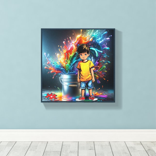 Autism Awareness  Canvas Print (Insitu(Wood Floor))
