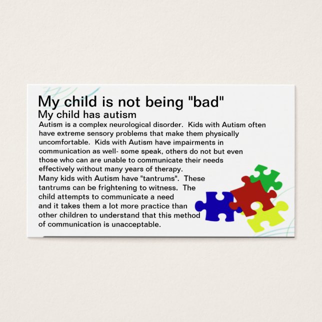 Autism Awareness card (Front)