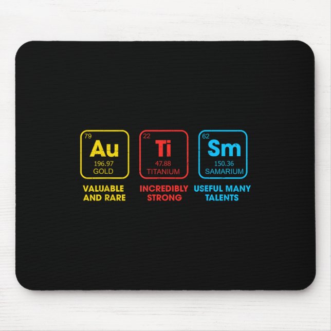 Autism Awareness Chemistry Elements Periodic Table Mouse Mat (Front)
