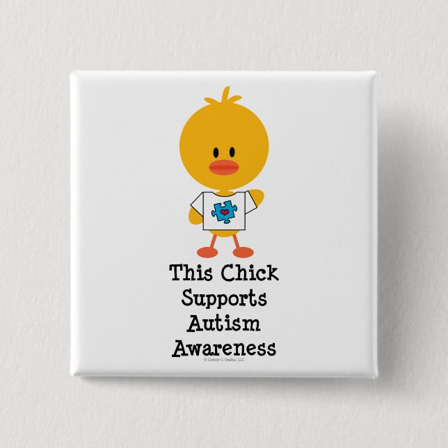 Autism Awareness Chick Button (Front)