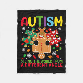 Autism Awareness Christmas Autistic Xmas Day Pajam Fleece Blanket