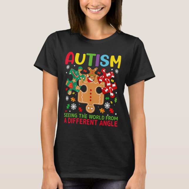 Autism Awareness Christmas Autistic Xmas Day Pajam T-Shirt (Front)