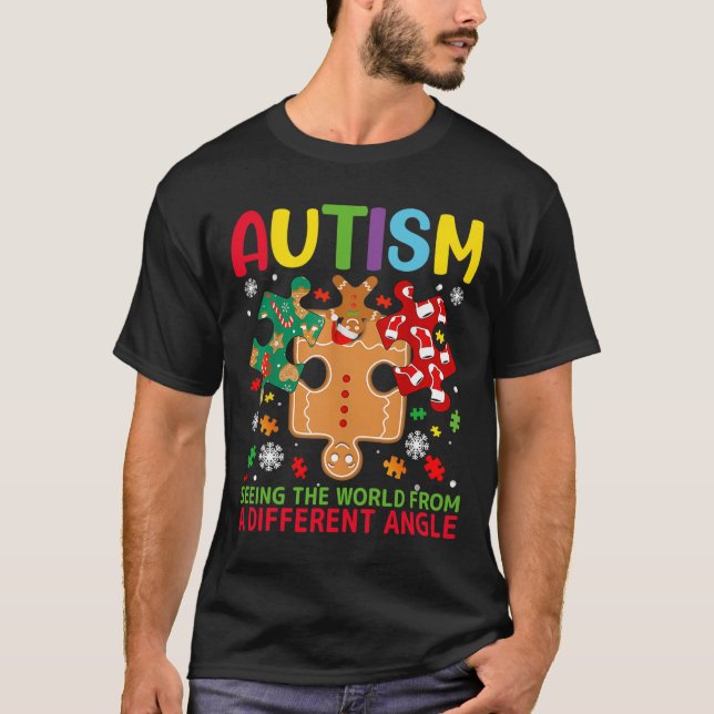 Autism Awareness Christmas Autistic Xmas Day Pajam T-Shirt (Front)
