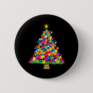 Autism Awareness Christmas Tree 6 Cm Round Badge