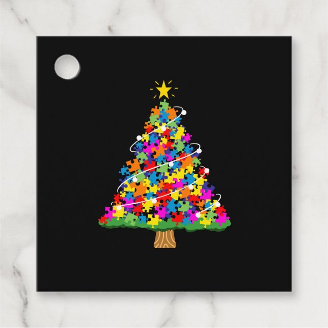 Autism Awareness Christmas Tree Favour Tags (Front)